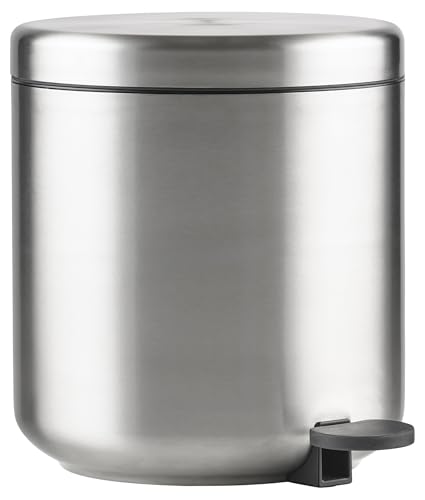 Zone Denmark Ume Mülleimer Bad, Kosmetikeimer, Treteimer mit Deckel fürs Badezimmer, mit herausnehmbarem Inneneimer und Soft-Close, Durchm. 19,5 cm, Höhe 22 cm, 4 Liter, Metall von Zone Denmark