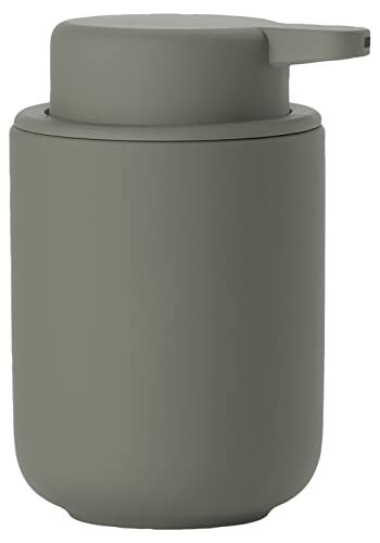 Zone Denmark Ume Seifenspender für Flüssigseife, Steingut/Keramik mit Soft Touch-Beschichtung, Skandinavisch im Design, 250 ml, Höhe 12,8 cm, Olive Green (Grün) von Zone Denmark