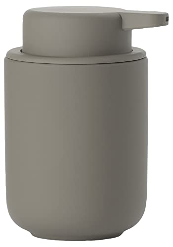 Zone Denmark Ume Seifenspender für Flüssigseife, Steingut/Keramik mit Soft Touch-Beschichtung, Skandinavisch im Design, 250 ml, Höhe 12,8 cm, Taupe von Zone Denmark