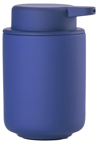 Zone Denmark Ume Seifenspender für Flüssigseife, Steingut/Keramik mit Soft Touch-Beschichtung, Skandinavisch im Design, 250 ml, Höhe 12,8 cm, Indigo Blue (Blau) von Zone Denmark