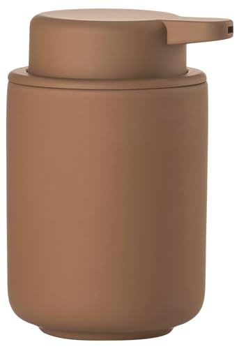 Zone Denmark Ume Seifenspender für Flüssigseife, Steingut/Keramik mit Soft Touch-Beschichtung, Skandinavisch im Design, 250 ml, Höhe 12,8 cm, Terracotta von Zone Denmark