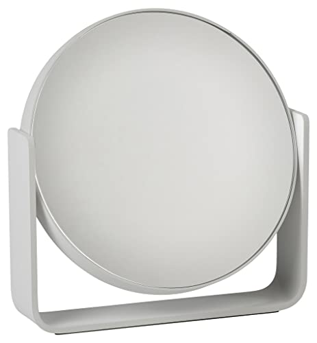 Zone Denmark Ume Tischspiegel, Kosmetikspiegel mit Vergrößerung 5-Fach, Durchm. 19 cm, Höhe 19,5 cm, Soft Grey (Grau) von Zone Denmark