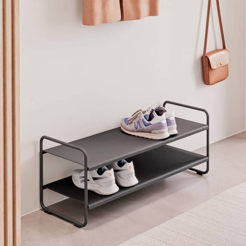 Schuhregal 80x33x33cm Metall schwarz "A-Collection" mit 2 Ebenen Schuhablage schmales Regal für Schuhe ZONE DENMARK von Zone