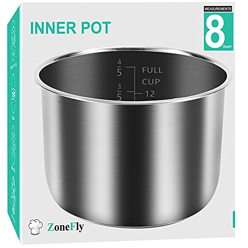 8Qt Power Cooker XL -Innentopf, Edelstahl, kompatibel mit 8 Quart Schnellkochtopf Modell PPC772 (oder #PPC772), PPC780 (oder #PPC780) und WAL3 Edelstahl-Innentopfteile von ZoneFly