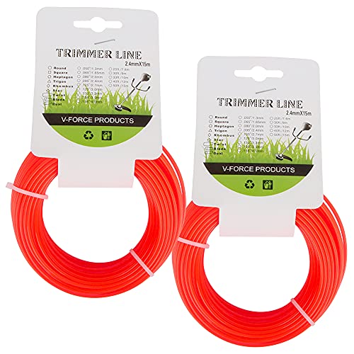 Trimmer Line, ZoneYan Lawn Trimmer Line, Star Nylon Line, Strimmer Line, 2-Sided Diameter 2.4 Mm x 15m, Red von ZoneYan