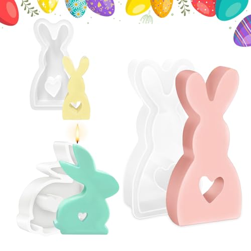 3 Stück Silikonformen Ostern Hase Gießformen, ZoneYan 3D Osterhase Silikonform, Silikonform Kerzenhalter, Silikonformen Gießformen Ostern für Gips, DIY Handwerk, Sojawachs Kerzen von ZoneYan