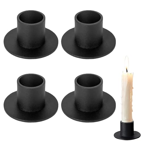 Schwarze Kerzenhalter, ZoneYan 4 Stück Retro kerzenständer für Stabkerzen, Candlelight Dinner Kerzenleuchter, Metall Kerzenleuchter, für Hochzeit, Weihnachten, Valentinstag, Heimdekoration von ZoneYan