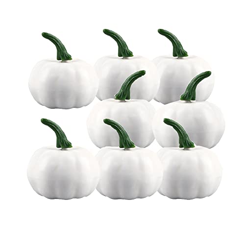 ZoneYan Weiße Künstliche Kürbisse, Simulation Kürbisse, Kürbis Weiss, Weisse Kürbisse Deko, Weisse Künstliche Kürbisse, Halloween Herbst Thanksgiving Dekorationen 8 pcs von ZoneYan