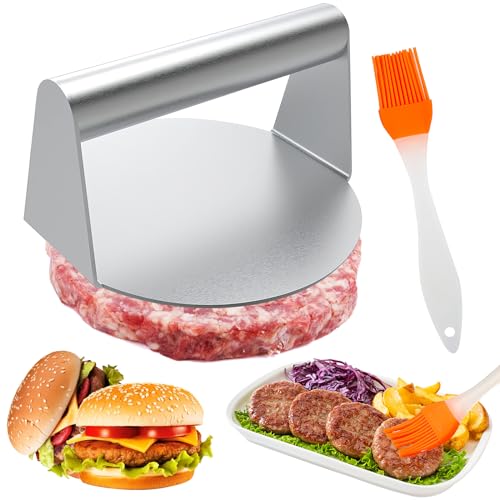 ZoneYan Burgerpresse Edelstahl, 5,5 Zoll Round Smash Burger Press, Burger Pattie Presse, Grillzubehör Burger für Flat Top Grill, Hamburgerpresse für Leckere Hamburger, Patties, BBQ, Squeeze Grease von ZoneYan