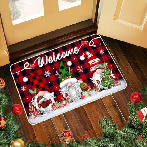 ZoneYan Fußmatte Weihnachten, Weihnachtswichtel Fußmatte, Schmutzfangmatte Waschbar für Innen und Außen, rutschfest Weihnachts Fußmattes für Flur, Wohnzimmer, Badezimmer (40 x 60 cm) von ZoneYan