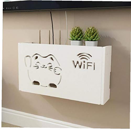 Weiß WiFi Router Aufbewahrungsbox Kabel-stecker-draht-Wand Befestigtes Regal Storage Rack Für Heim Und Büro 1pc (l Vermögens-Katze) von Zonfer