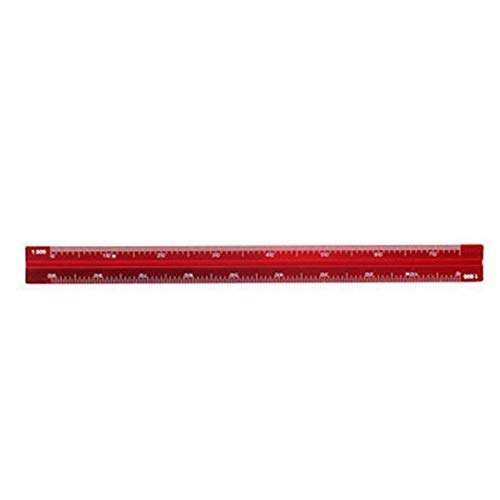 Zonfer Maßstab Lineal Architekt, 15 cm Lineal, Triangular Architekten Scales Lineal Metall Aluminium Lineal (rot) von Zonfer