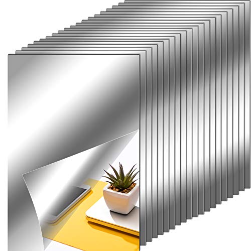 Flexible Spiegelfolien Selbstklebend Glasfrei Spiegelfliesen Spiegel Aufkleber für Wanddekoration zu Hause (20, 6 x 9 Zoll) von Zonon