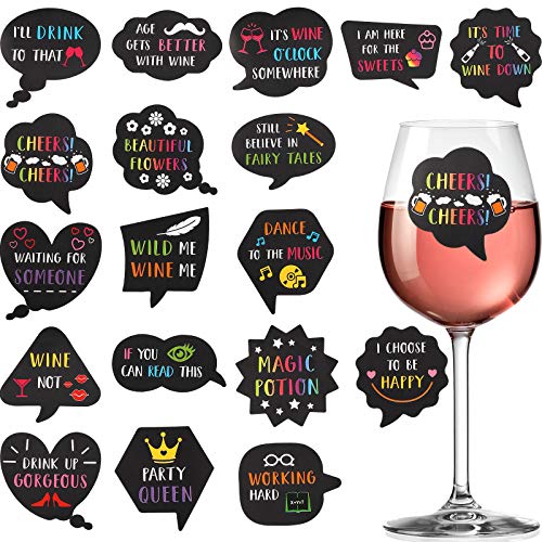36 Stück Weinglas-Marker, lustige Aufkleber für Weingläser, wiederverwendbare Glasaufkleber für Weinverkostung, Party, Weinanhänger und Gastgeschenke, Abendessen, Party, Hochzeit, Grill, Kneipe. von Zonon