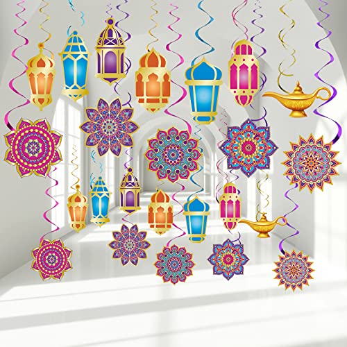 52 Stück Ramadan Mubarak Dekorationen Arabische Nächte Party Deko Eid Mubarak Hängende Wirbel Decke Folie für Indisches Marokkanisches Prinzessinnen Geburtstagszubehör von Zonon