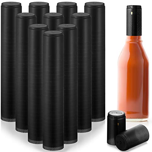 Zonon 200 Stück PVC Schrumpfkapseln 28 x 50 mm Weinflasche Kapseln Schrumpfflaschen für Weinflaschen, Woozy Bottles 5oz 10oz Heiße Saucen Flaschen (Schwarz) von Zonon