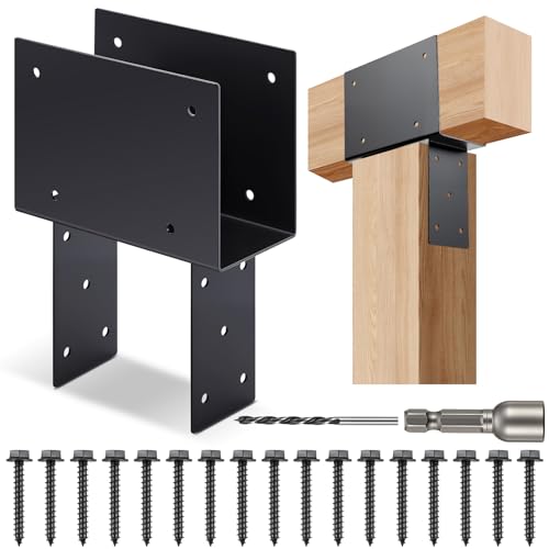 Zonon Pfostenkappen-Halterung aus Edelstahl für Pergola, Pavillons, Terrassendecks, Veranden usw., dunkelgrau (15,2 x 15,2 cm, tatsächlicher Pfosten/14 x 14 cm Balken/8,9 x 14 cm, 1 Stück) von Zonon