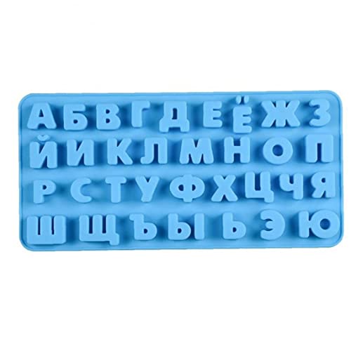 Zonster Silikon Russische Alphabet-Form Buchstaben Schokoladenform Kuchen Dekorieren Werkzeuge Fondantformen Gelee-Kekse Backform, Blau von Zonster