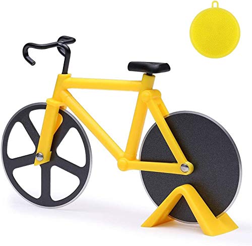 Pizzaschneider Fahrrad, Pizzaroller aus Rostfreiem Stahl, Antihaftbeschichteter Pizza Schneider mit Ständer, Geeignet für Pizzaparty usw., Interessante Geschenke, Gelb Pizzaschneider Fahrrad, Pizzaroller aus Rostfreiem Stahl, Antihaftbeschichteter Pizza Schneider mit Ständer, Geeignet für Pizzaparty usw., Interessante Geschenke, Gelb von Zonyee