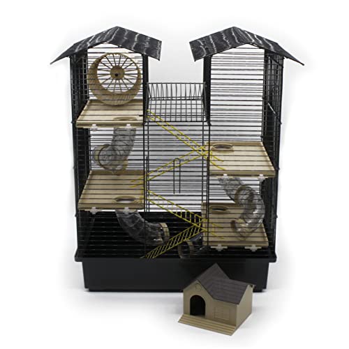 ZooPaul Nagerkäfig Hamsterkäfig XXL mit Zubehör Maus Hamster Käfig Tunnel Haus (Schwarz Beige) ZooPaul Nagerkäfig Hamsterkäfig XXL mit Zubehör Maus Hamster Käfig Tunnel Haus (Schwarz Beige) von ZooPaul