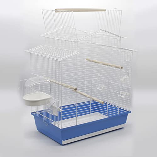 ZooPaul XXL Vogelkäfig Käfig IZA 3 blau Weiss + Badehaus und Trinkröhrchen Vogelhaus Wellensittich Kanarien NEU von ZooPaul