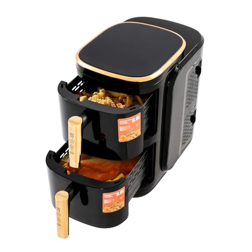 12L Heißluftfritteuse mit 2 Kammern,2400W Mini Backofen ohne Öl, all-in-1 Air Fryer,Doppelschichtige Luftfritteuse,für den Haushalt,kleine Küchen & Camping von Zoobotanica
