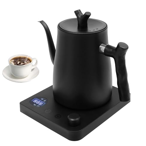 Schwanenhals Wasserkocher 1.0 Liter mit Temperatureinstellung, 304 Edelstahl,40-100°C einstellbar & Warmhaltefunktion,1000w Elektrischer Wasserkessel für Spezialitätenkaffee und Tee (Schwarz) von Zoobotanica