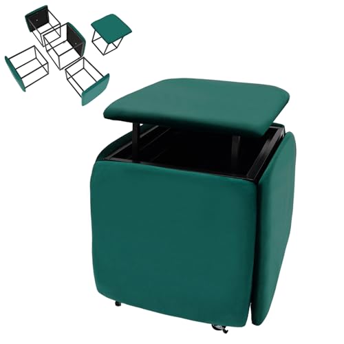 Stapelbare Sofa Stuhl Hocker Kombination, 5-in-1-Sofahocker,Sitzwürfel Fußschemel,Stapelbarer Ottomanhocker mit Drehrollen,Würfelsofa,beweglicher Fußhocker für Wohnzimmer,46 x 46 x 48 cm (Grün) von Zoobotanica