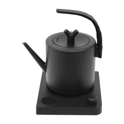 Wasserkocher mit Temperatureinstellung,1L Schwanenhalskessel, 304 Edelstahl,40-100°C,Speicherfunktion,Trockenlaufschutz,1000w Elektrischer Wasserkessel für Spezialitätenkaffee und Tee (Schwarz) von Zoobotanica