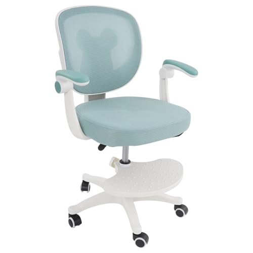Zoobotanica Kinder Schreibtischstuhl,360° Kinderdrehstuhl,Sitzhöhe 36-46cm höhenverstellbar, Ergonomischer Bürostuhl mit Rollen,Jugendstuhl mit Rückenlehnen & Verstellbare Armlehnen (Hellgrün) von Zoobotanica