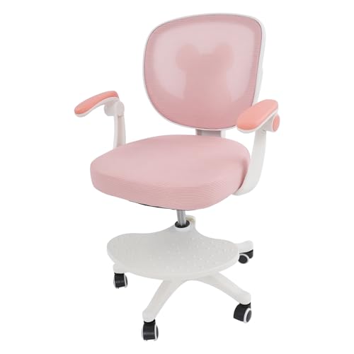Zoobotanica Kinder Schreibtischstuhl,360° Kinderdrehstuhl,Sitzhöhe 36-46cm höhenverstellbar, Ergonomischer Bürostuhl mit Rollen,Jugendstuhl mit Rückenlehnen & Verstellbare Armlehnen (Rosa) von Zoobotanica