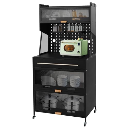Zoobotanica Küchenschrank mit Arbeitsplatte,Buffetschrank,Küchenbuffet mit 3 PET Klapptür und 1 Schubladen,Metall,Halboffen Sideboard,80 x 42 x 168cm,für Küche Wohnzimmer Esszimmer Zoobotanica Küchenschrank mit Arbeitsplatte,Buffetschrank,Küchenbuffet mit 3 PET Klapptür und 1 Schubladen,Metall,Halboffen Sideboard,80 x 42 x 168cm,für Küche Wohnzimmer Esszimmer von Zoobotanica