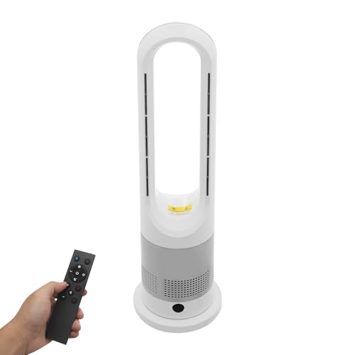 Zoobotanica Ventilator ohne Flügel,67CM Rotorloser Ventilator oszillierend mit Fernbedienung,80° Turmventilator,Kalt- und Warmfunktion,9H Timer 8 Geschwindigkeit,für Büro,Schlafzimmer (Weiß+Silber) von Zoobotanica