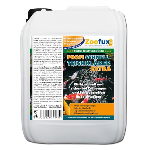 ZOOFUX Profi Gartenteich Schnell-Teichklärer EXTRA 5.000 ml + GRATIS: 1.000 g KH-Stabil (Wirkt sicher & schnell bei Trübungen und Schwebstoffen) von Zoofux Heimtierartikel schlau gekauft