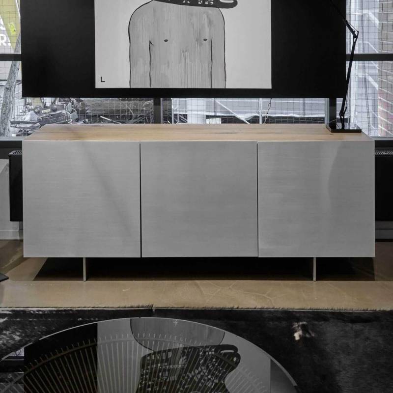 Sideboard Tix 3 Ulme Aluminium Gebürstet Eloxiert 3-Türig von Zoom by Mobimex