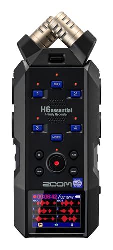 ZOOM H6essential Handy Recorder – Tragbarer 32-Bit-Float Audiorecorder mit 6-Spur-Aufnahme – Ideal für Podcasts, Musikaufnahmen, Filmton – Schwarz von Zoom
