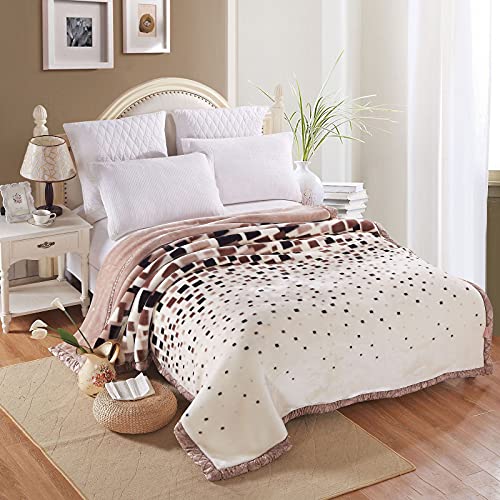 Raschel 100% Polyesterfaser Plüsch Fleece Decke King Size verdickt Doppellagig warm gemütlich flauschig Decke für Schlafzimmer Wohnzimmer Winter Einzelbett Doppelbett (Stil 12.200 x 230 cm (3500 g)) von Zoomlie