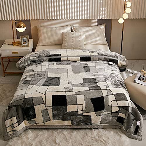 Raschel 100% Polyesterfaser Plüsch Fleece Decke King Size verdickt Doppellagig warm gemütlich flauschig Decke für Schlafzimmer Wohnzimmer Winter Einzelbett Doppelbett (Stil 14.150 x 200 cm (2500 g)) von Zoomlie