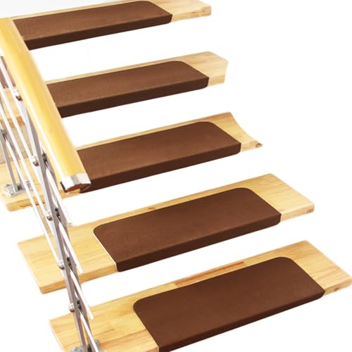 Rutschfeste Stufenmatten für den Innenbereich, selbstklebend, für Innenbereich, Treppenläufer, leicht zu reinigen, rutschfest, Sicherheitsteppich, 70 x 22 cm mit 4,5 cm Biegung, Kaffee, 15 Stück von Zoomlie