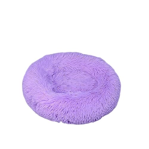 Zoomlie Beruhigendes Donut-Hundebett, weich, lang, Plüsch, Haustierbett, waschbar, rutschfeste Unterseite, Plüsch-Hundematte für kleine/mittelgroße Hunde und Katzen (120 cm, lila) von Zoomlie