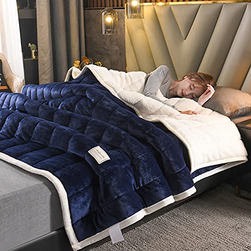 Zoomlie Decke für Erwachsene/Kinder, weiche, wendbare Flanell-Überwurfdecke, Therapie, Angst, beruhigender Schlaf für Sofa/Doppelbett (marineblau, 200 x 230 cm) von Zoomlie
