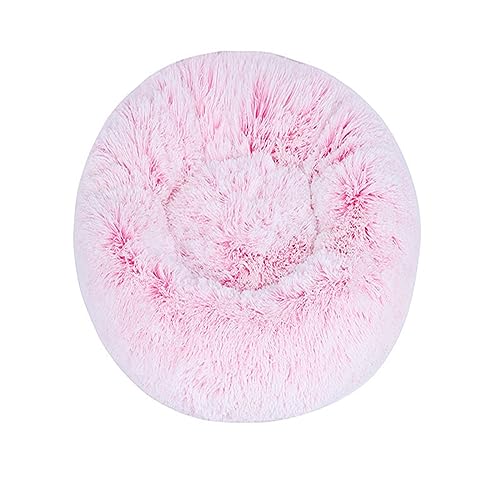 Zoomlie Flauschiges, langes Plüsch-Donut-Hundebett, bequemes Katzenbett, warm, waschbar, rutschfeste Unterseite, Haustiermatte für kleine, mittelgroße und große Haustiere (80 cm, rosa 1) von Zoomlie