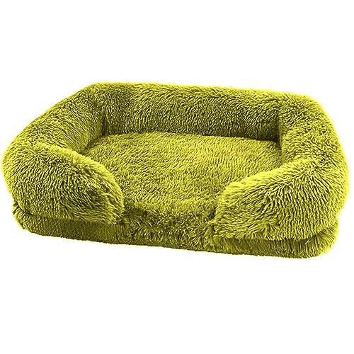 Zoomlie Flauschiges Hundebett, waschbar, für große und mittelgroße und kleine Haustiere, rutschfeste Unterseite, Katzenbetten mit abnehmbarem Bezug, Größe XL, 100 x 60 x 18 cm, Grün von Zoomlie