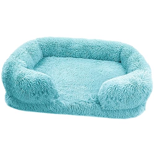 Zoomlie Flauschiges Hundebett, waschbar, für große und mittelgroße und kleine Haustiere, rutschfeste Unterseite, mit abnehmbarem Bezug, Größe M (50 x 40 x 14 cm), Blaugrün von Zoomlie
