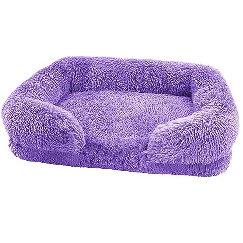 Zoomlie Flauschiges Hundebett, waschbar, für große und mittelgroße und kleine Haustiere, rutschfeste Unterseite, mit abnehmbarem Bezug, Größe M (50 x 40 x 14 cm), Violett von Zoomlie
