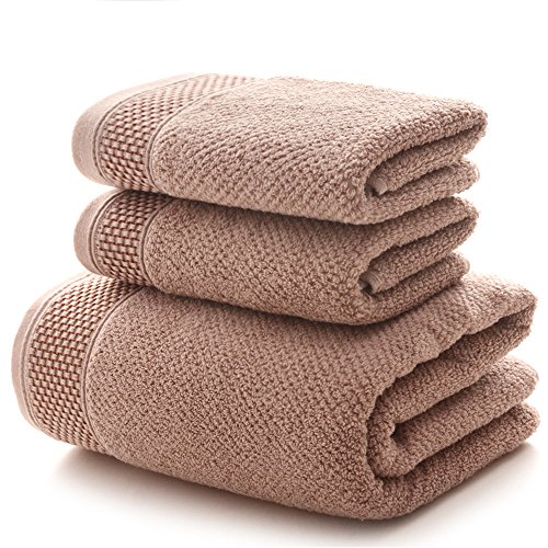Zoomlie Hochwertiges, saugfähiges Handtuch-Set aus 100 % Baumwolle, für ein königliches Gefühl, 620 g/m², weich und bequem. Hellbraun. von Zoomlie