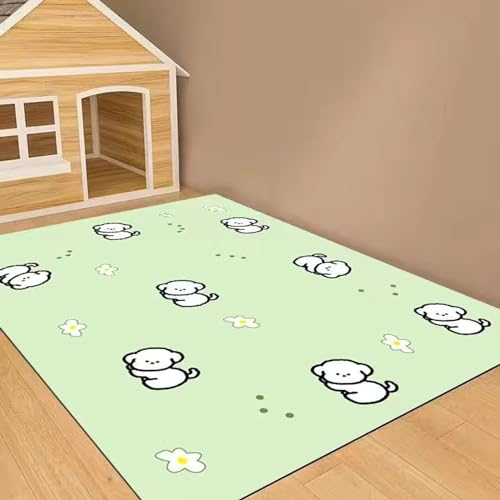 Zoomlie Rechteckige Bodenmatte mit Cartoon-Motiv, Kinder-Spielmatte, faltbare und tragbare Haustiermatten, für den Innenbereich, doppeltes Anti-Rutsch-Design, wasserdicht, für Laufstall, Wohnzimmer von Zoomlie