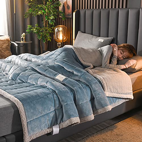 Zoomlie Verdickte Milch-Fleecedecke, einfarbig, warme Decke, dreilagig, Composite-Fleece-Überwürfe für Sofa/Stühle/Couch/Schlafzimmer (Stil 9.200 x 230 cm) von Zoomlie