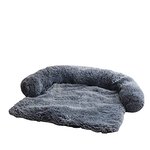 Zoomlie Weiche Plüsch-Hundematte, Sofa, beruhigendes Hundebett, ultraweiches Fell, Haustierbetten, weiche, waschbare Polsterdecke, Kissen, Möbelschutz, Haustierbett für Hunde und Katzen, L, Dunkelgrau von Zoomlie