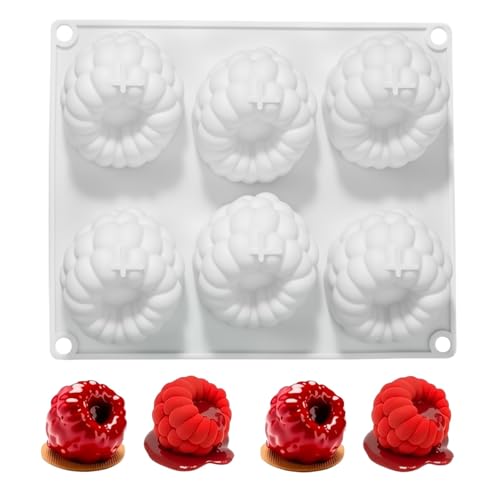 3D Himbeeren Lebensmittelechtem Silikon Backformen Simulation Frucht Backform Wiederverwendbare Kuchenformen Für Kuchen, Schokolade, Gelee, Eiscreme Und Kreative Gebäckherstellung (1 Stück/6 Mulden) von Zoonvii
